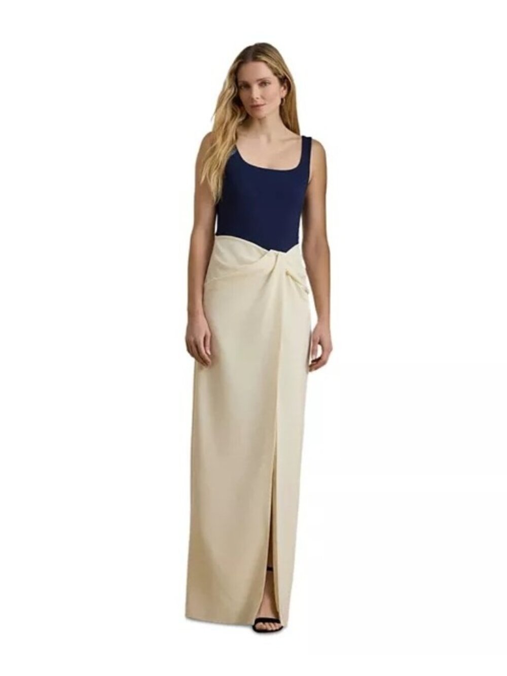 LAUREN RALPH LAUREN Two Tone Ottoman & Crepe Sleeveless Gown SIZE 2